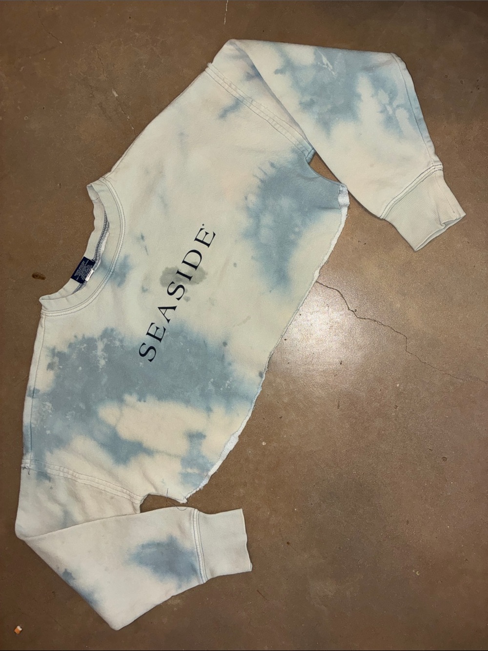 SEASIDE Tie-Dye Cropped Sweatshirt - Blue & white